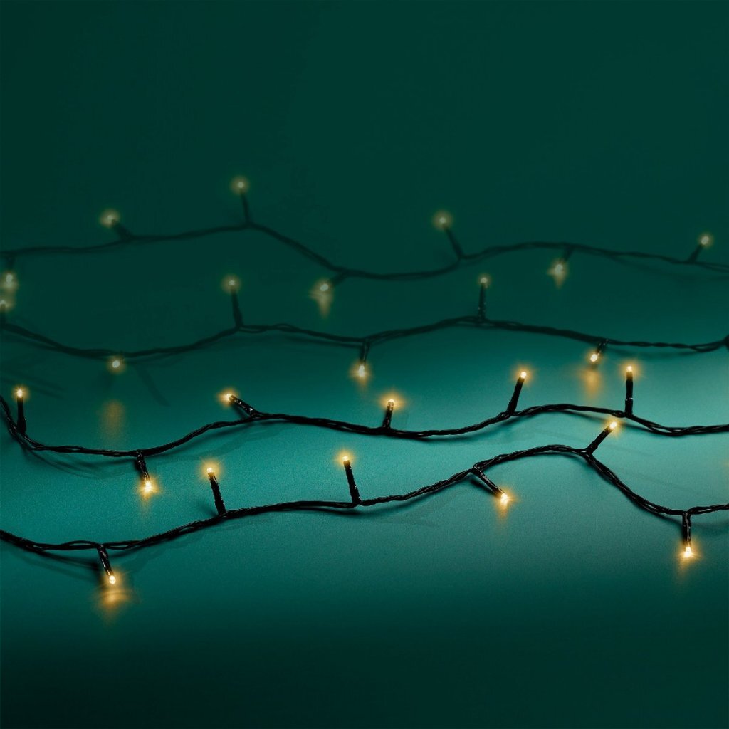 Lumineo Basic Led Snoer Voor Buiten 120 Leds 900 Cm Soft Gold Licht Zwart