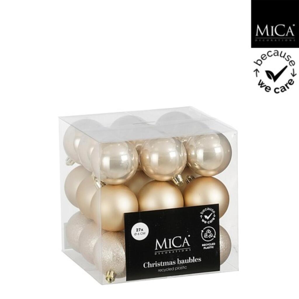 Mica Decorations Kerstballen Onbreekbaar 6 Cm 27 Stuks CrÈMe