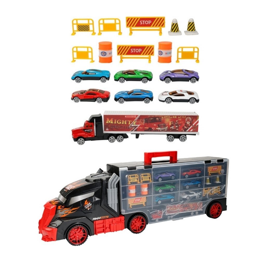 Overige Merken Truck Met Trailer + 6 Auto'S + Vrachtwagen En Accessoires
