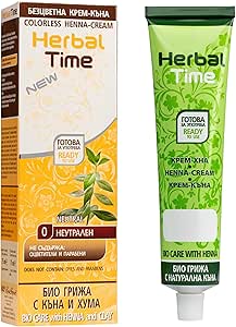Herbal Time Henna Natuurlijke Kleurcrème met Klei Haar Dekt Grijzen Haren Tijdelijke Kleurstof Crème Zonder Ammoniak, Sulfaten en Parabenen Kleur 0 75ml
