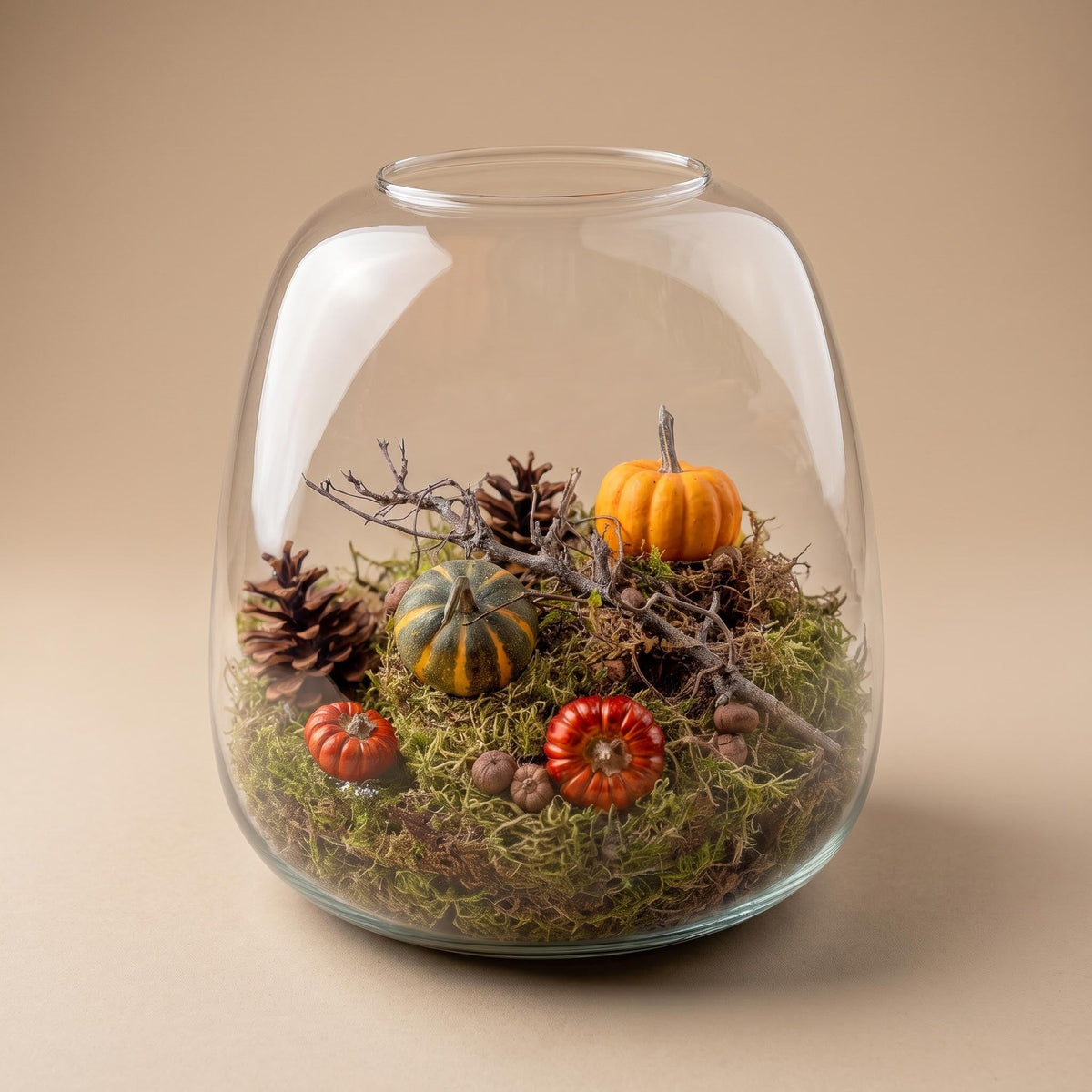 Autumn Terrarium Emma Ø 23Cm ↑ 25Cm Medium Deco 2 Pumpkins