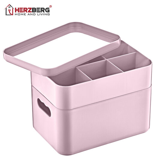 Herzberg HG-OKY676: 2-Laags multifunctionele organizer box Roze