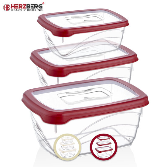 Herzberg 3 Stuks Extra Diepe Bio Saver Box Set Rood