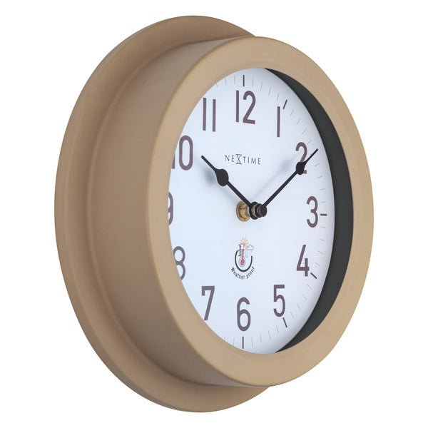 Nextime Ne-4301Br Buitenwandklok 22Cm Metaal Bruin Poppy