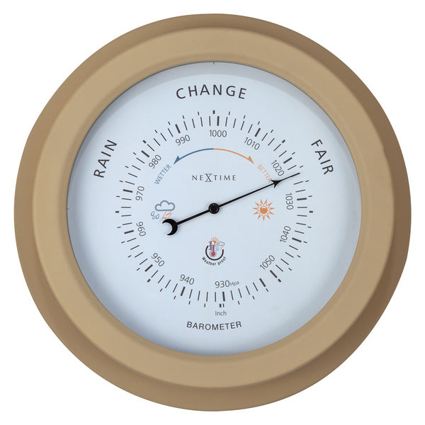 Nextime Ne-4303Br Buiten Barometer 22Cm Metaal Bruin Orchid