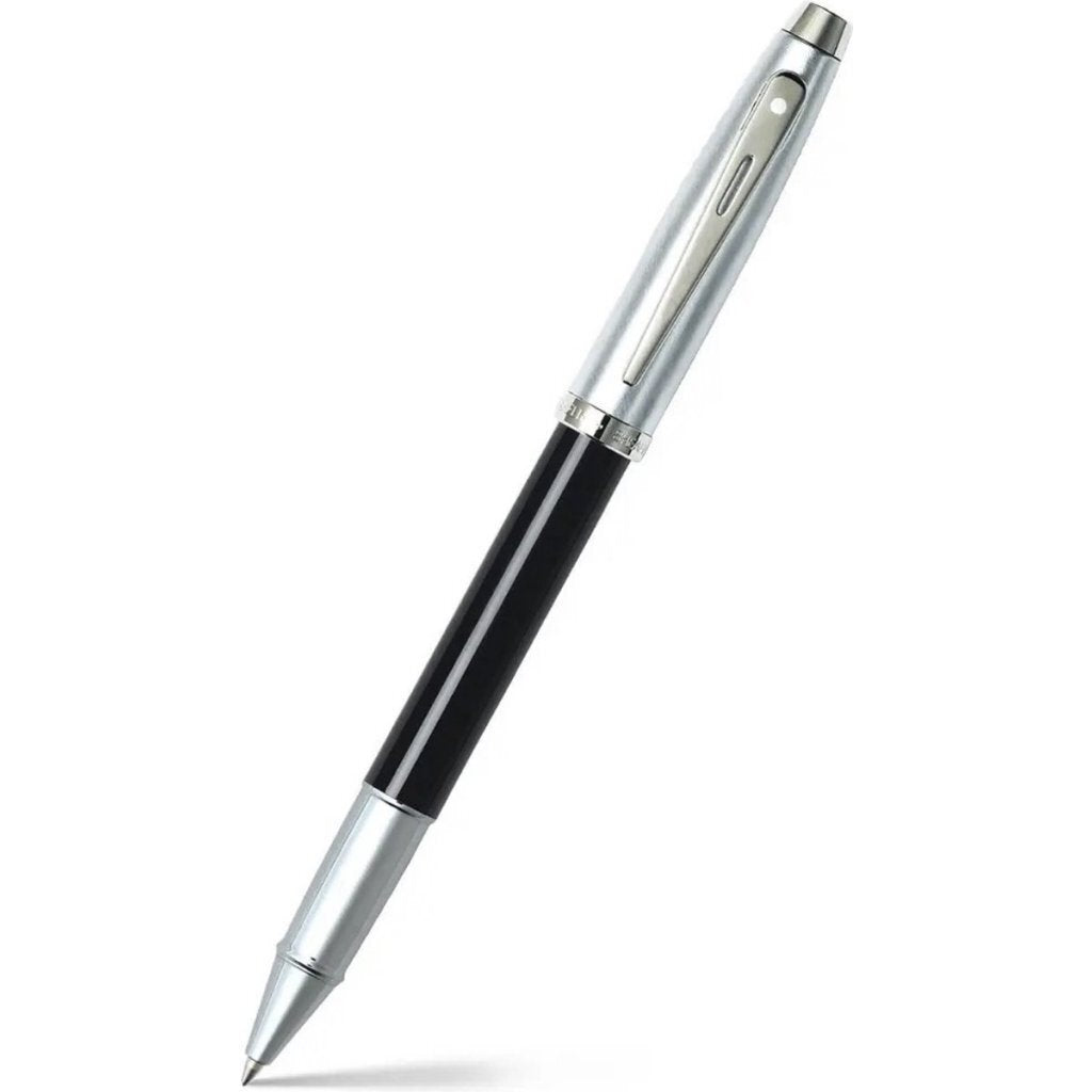 Sheaffer Sf-E1931351 Rollerball 100 M Glossy Black Barrel Brushed Chrome Cap Nickel Plated