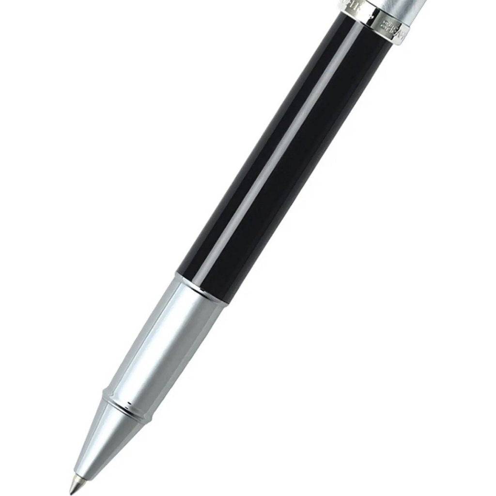 Sheaffer Sf-E1931351 Rollerball 100 M Glossy Black Barrel Brushed Chrome Cap Nickel Plated