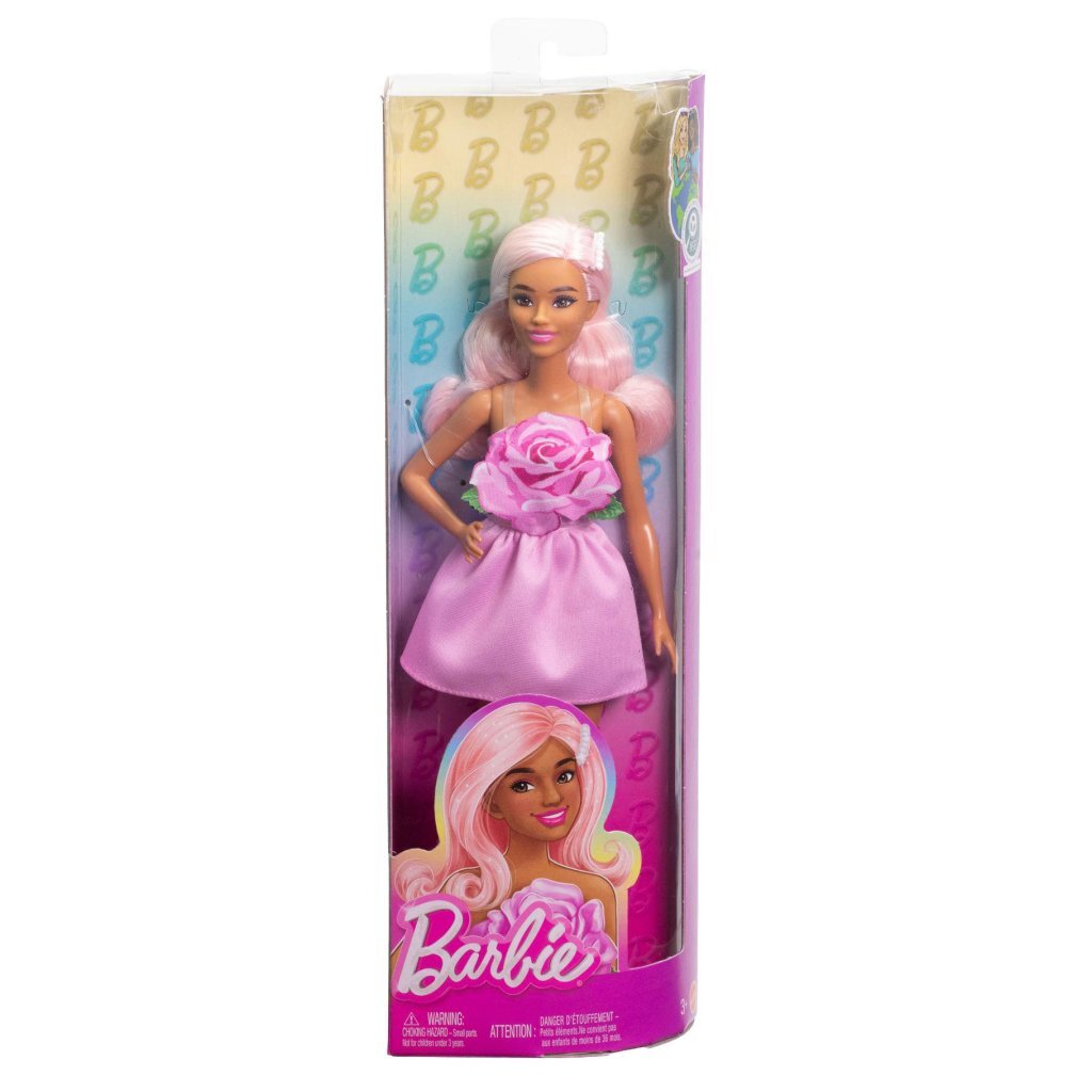 Barbie Fashionista Pop Met Roze Roos Jurk