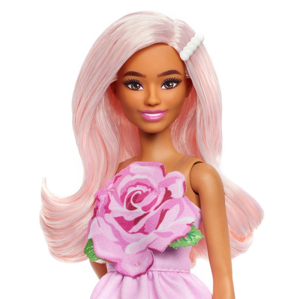 Barbie Fashionista Pop Met Roze Roos Jurk