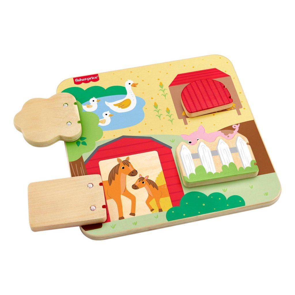 Fisher Price Houten Bord Kiekeboe Boerderijdieren
