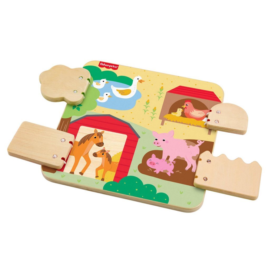 Fisher Price Houten Bord Kiekeboe Boerderijdieren