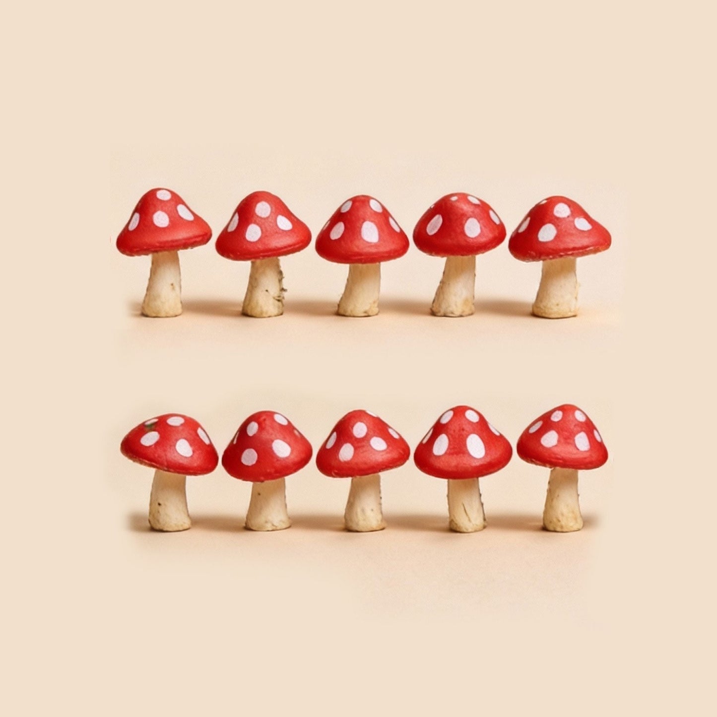 Toad Trail - Decorative Mini Mushrooms - Red - 10 Pcs - ↑ 2 Cm