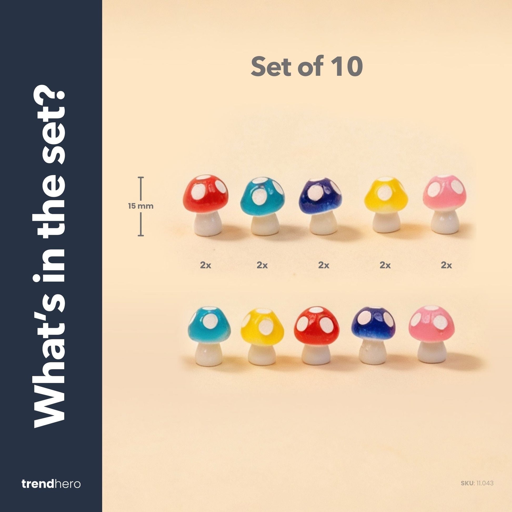 Neon Forest - Decorative Mini Mushrooms - Neon - Set Of 10 - ↑ 1,5 Cm
