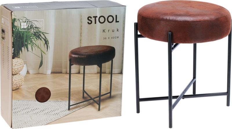 Trends4You Bijzet Kruk - Rond - Metalen Onderstel