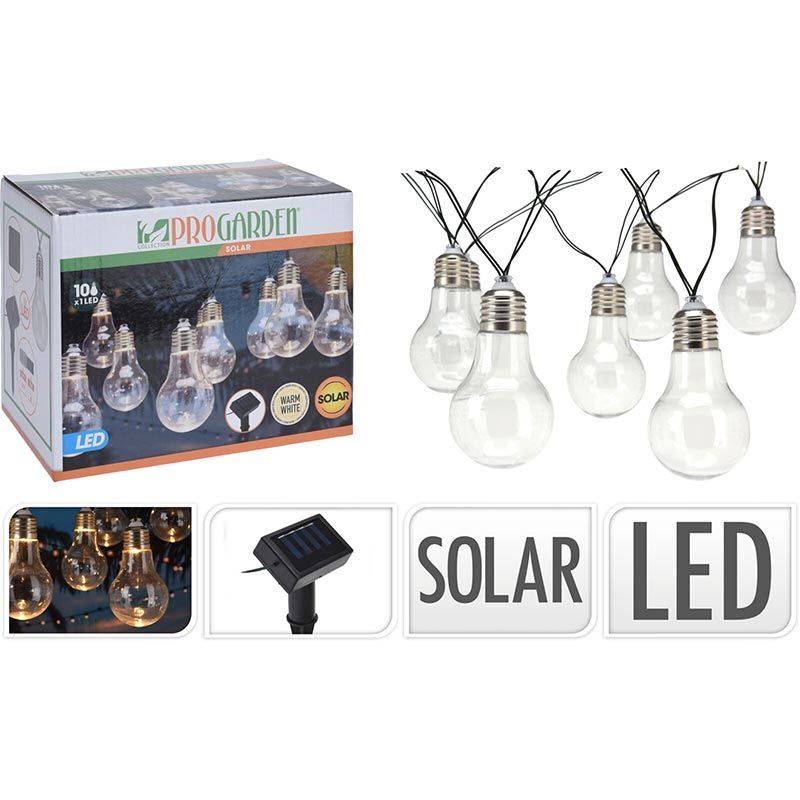 Progarden Feestverlichting - Solar - Warm Wit - 10 Led Lampen - Transparant