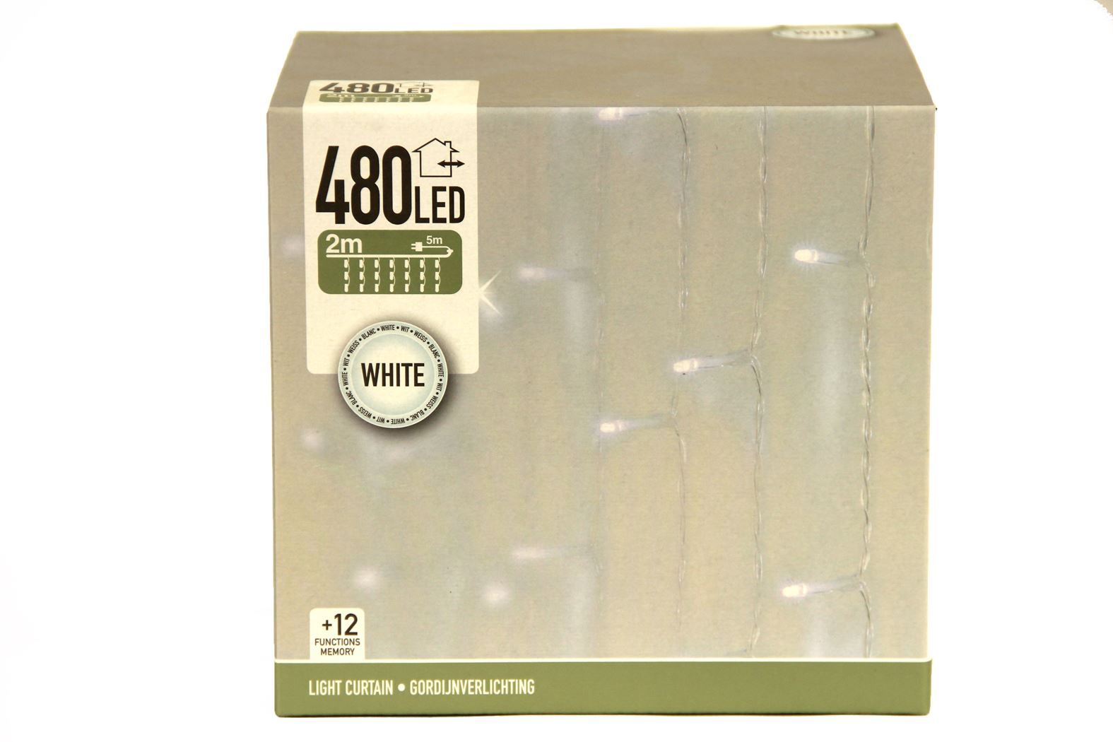 Gordijnverlichting - 480Led - 225X300Cm - Wit