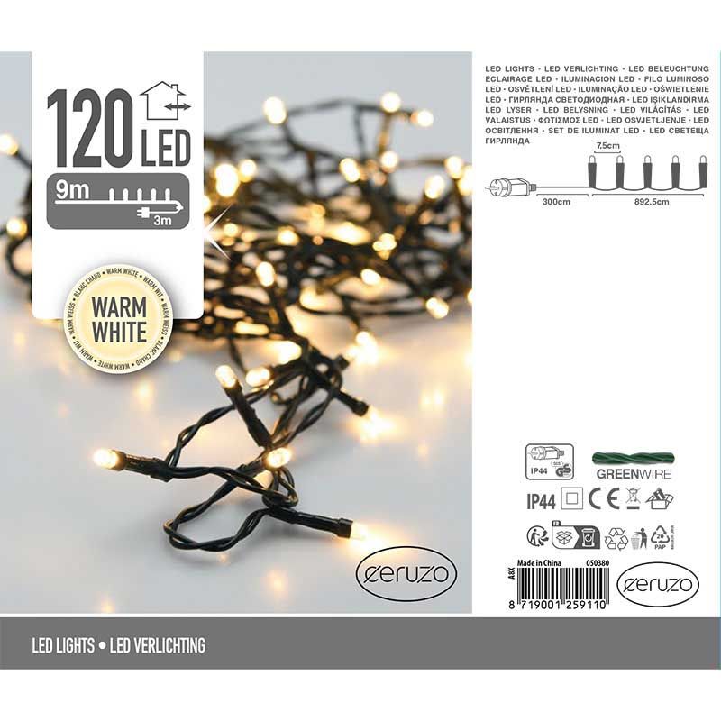 Ceruzo Led Verlichting - 9 Meter - 120 Led Lampjes - Warm Wit - Voor Binnen En Buiten