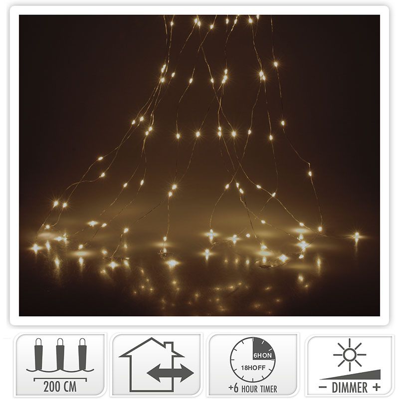 Cascadeverlichting - 200 Led - Warm Wit - Timer En Dimmer
