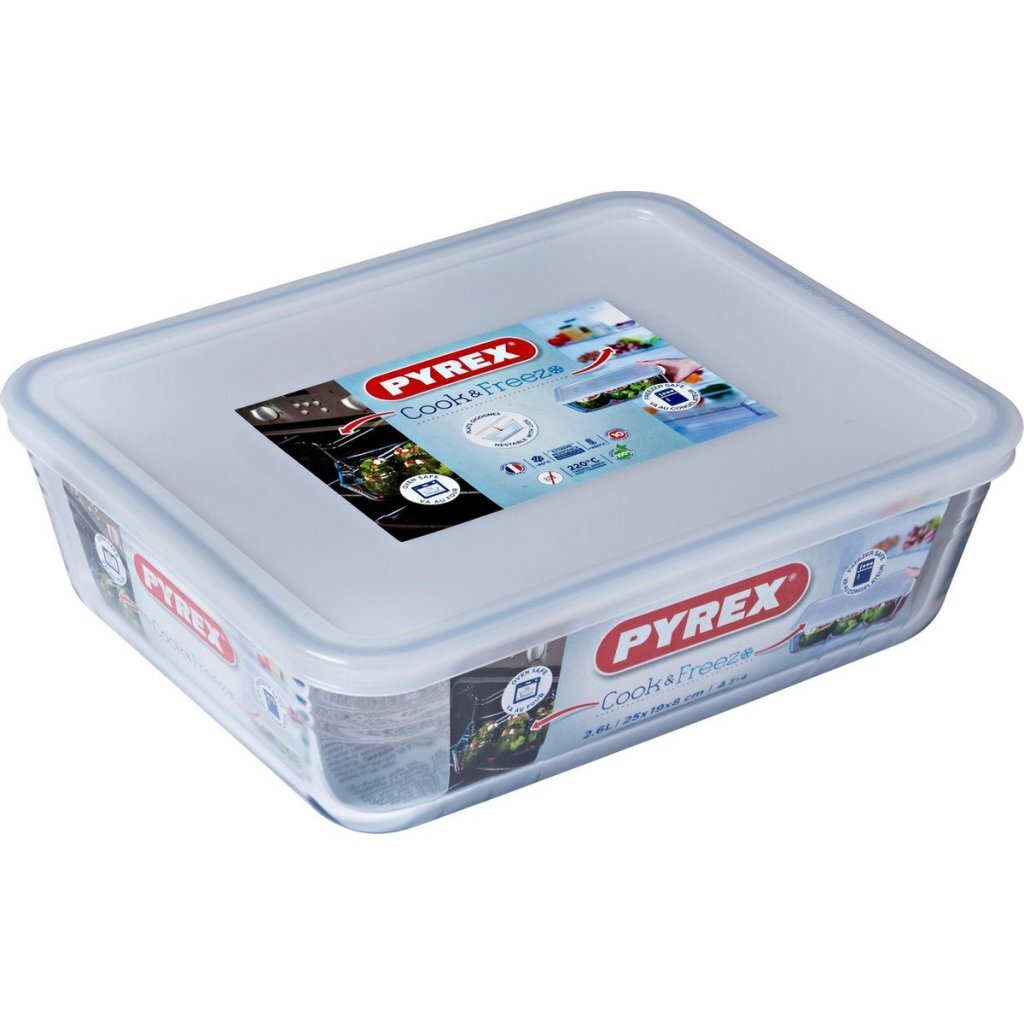 Pyrex Cook &Amp; Freeze Glazen Ovenschaal + Deksel 2.6L Transparant