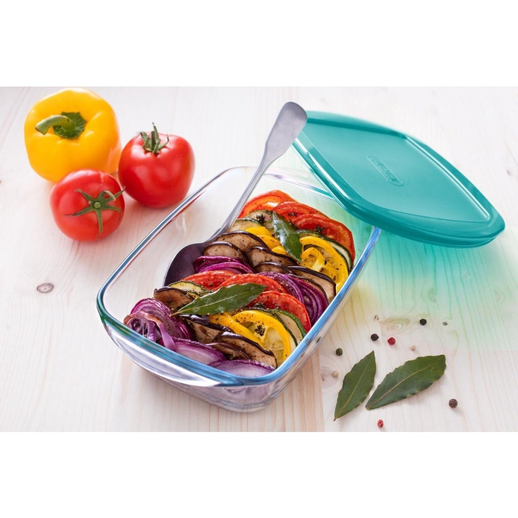 Pyrex Cook And Store Glazen Schaal Met Deksel 2.5L Groen/Transparant