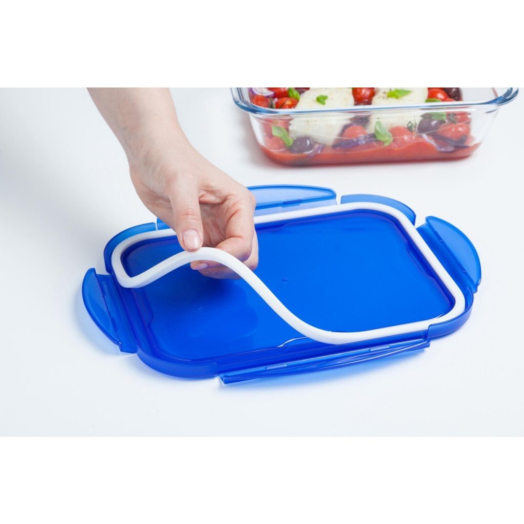 Pyrex Cook &Amp; Go Glazen Ovenschaal + Deksel 24X18X6 Cm Transparant/Blauw