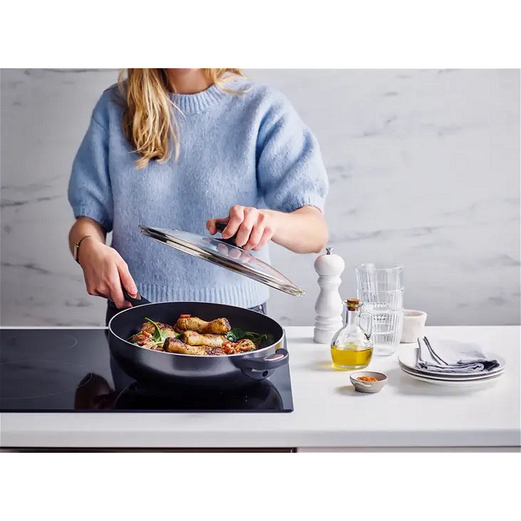 Beka Pro Induc Hapjespan Met Glazen Deksel 28 Cm Zwart
