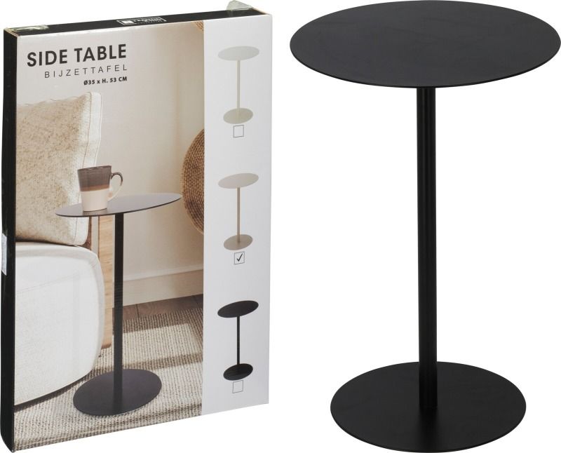 Bijzettafel - Rond - Zwart - 35X53 Cm