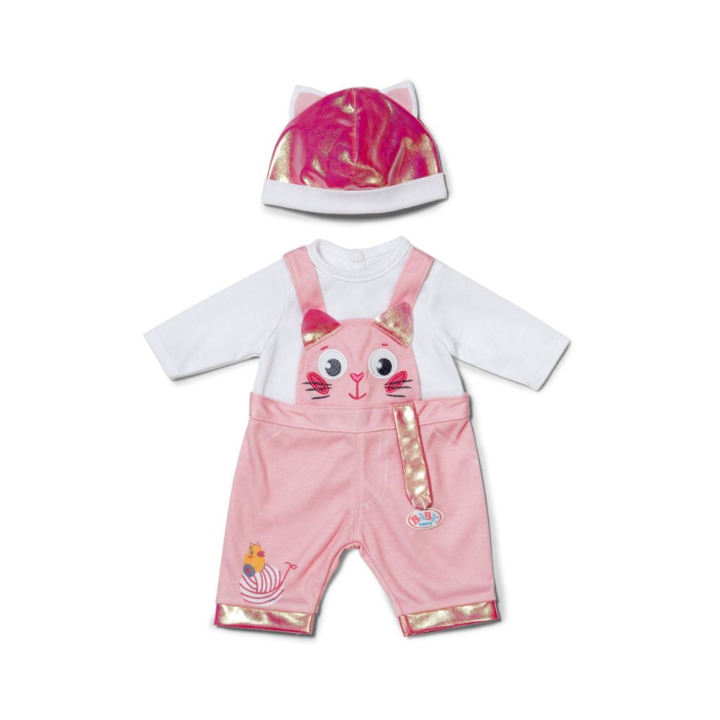 Baby Born Kat Onesie Met Muts Roze/Wit