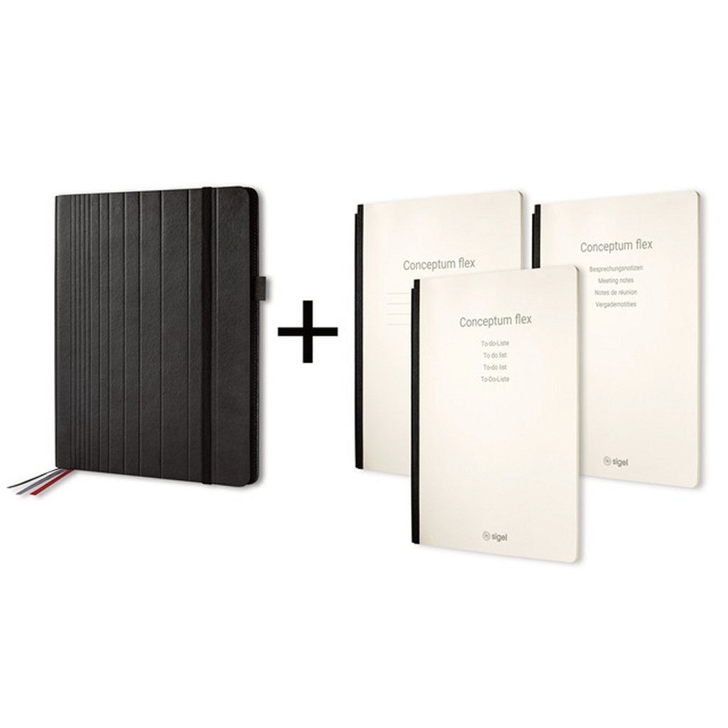 Sigel Si-Cf130 Conceptum Flex Business Organiser A4 Zwart/Kunstleer + 3 Schriften