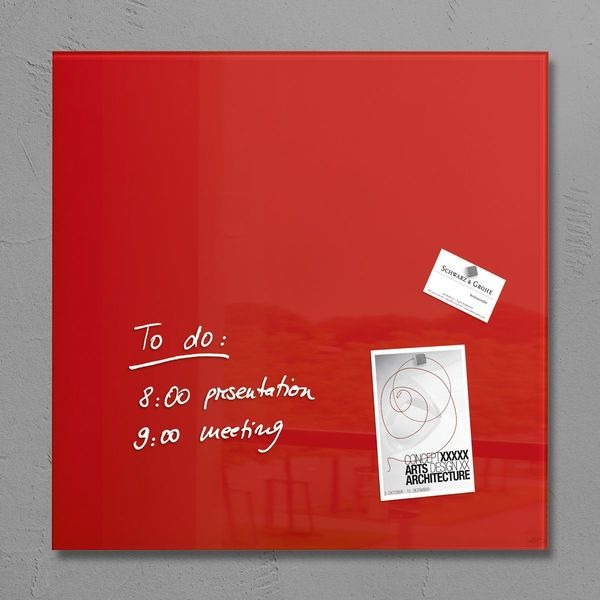 Sigel Si-Gl114 Glasmagneetbord Artverum 480X480X15Mm Rood