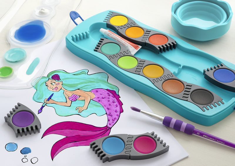 Faber Castell Fc-125003 Waterverfdoos 12 Kleuren + 1 Tube Verf Wit