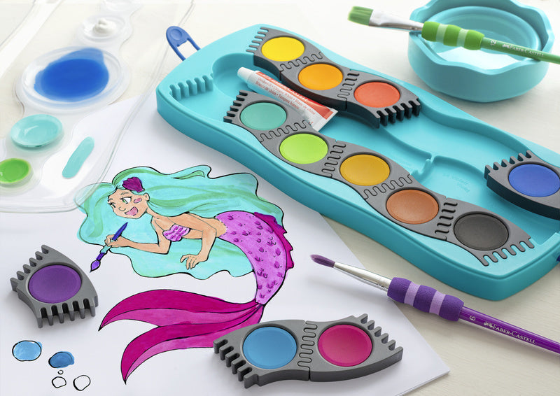 Faber Castell Fc-125003 Waterverfdoos 12 Kleuren + 1 Tube Verf Wit