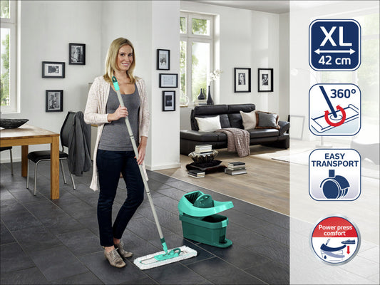 Leifheit 55167 Profi Vloerwisser Xl 42 Cm Compleet Systeem Met Wieltjes Micro Duo + Static Plus