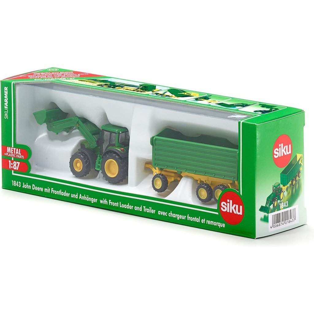 Siku 1843 Tractor John Deere Met Aanhanger