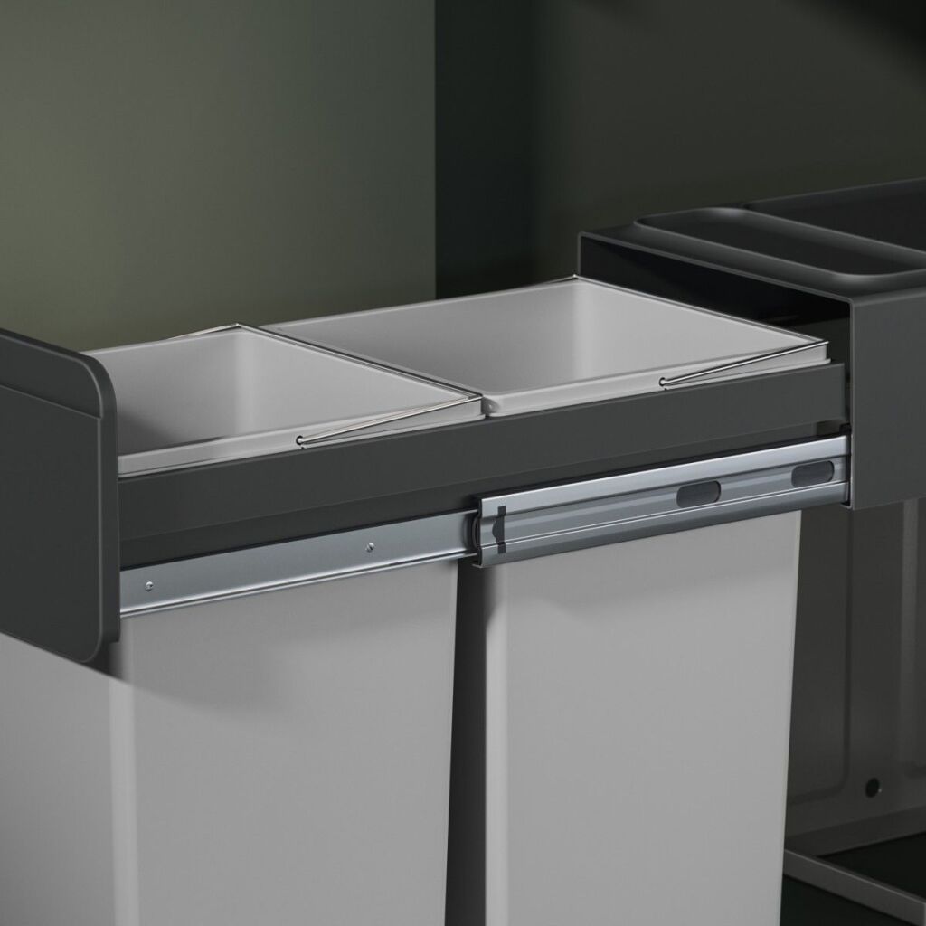 Hailo Inbouwemmer Eco-Line Duo L 2X14 L Staal/Zwart