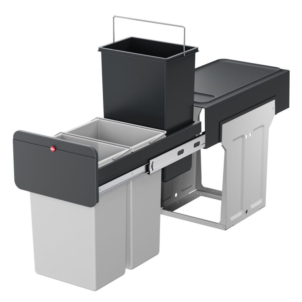 Hailo Inbouwemmer Eco-Line Trio L 3X10L Staal/Zwart