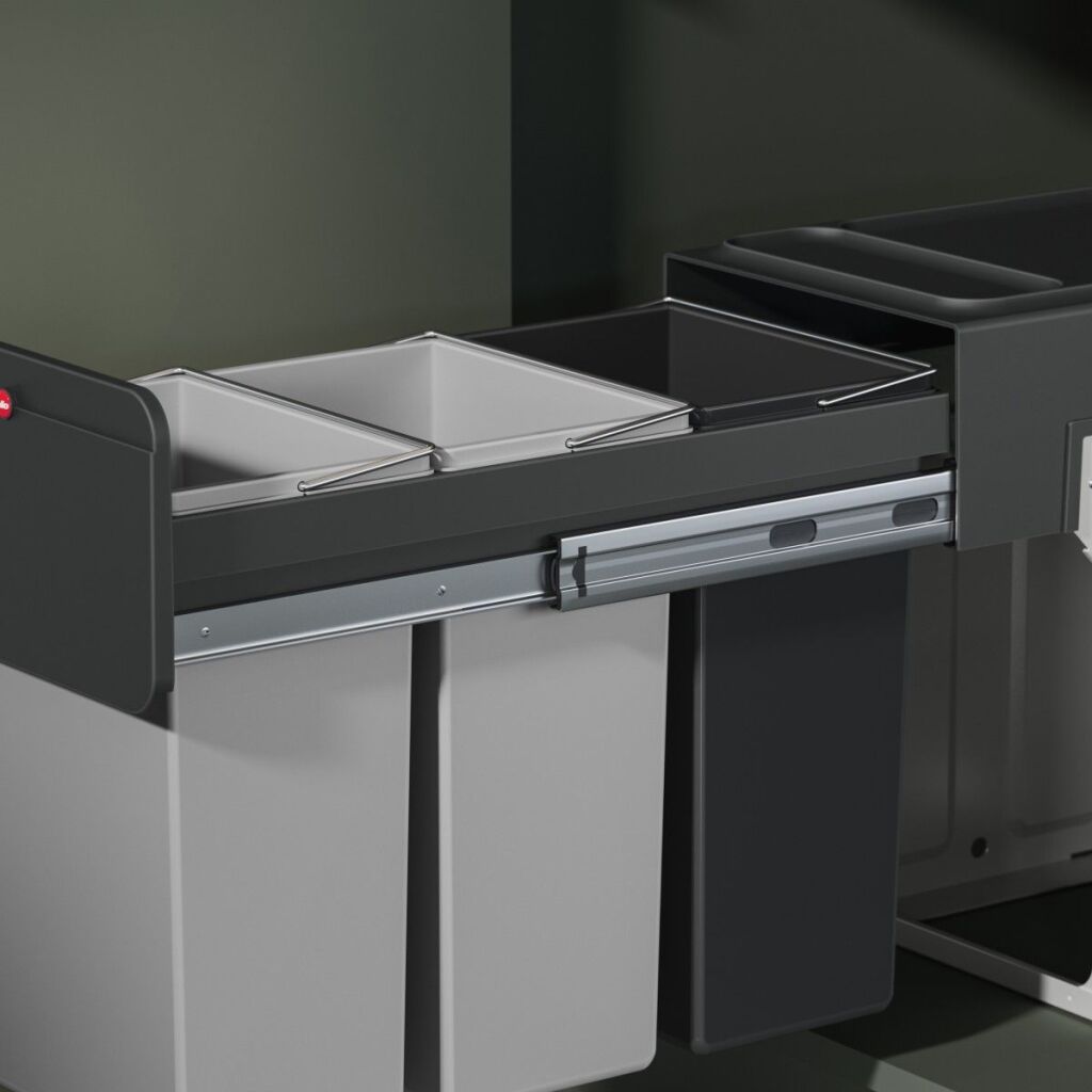 Hailo Inbouwemmer Eco-Line Trio L 3X10L Staal/Zwart