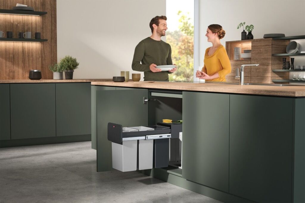 Hailo Inbouwemmer Eco-Line Trio L 3X10L Staal/Zwart