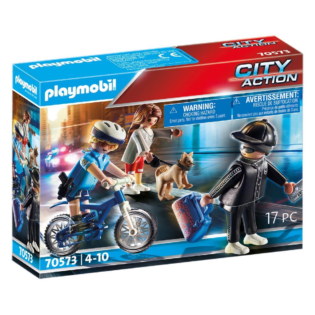 Playmobil 70573 City Action Politiefiets Achtervolging Van De Zakkenroller