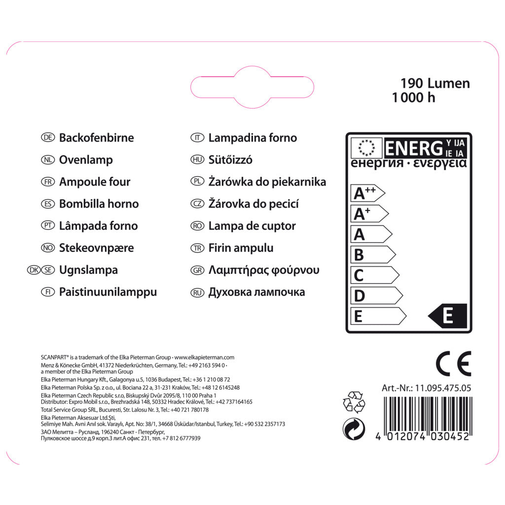 Scanpart Ovenlamp E14 25W 300Gr Buis A2