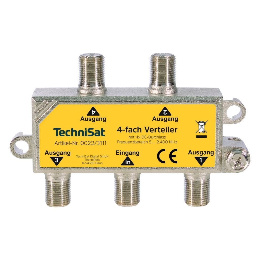 Technisat 4-Weg Satellietsplitter Geel/Zilver