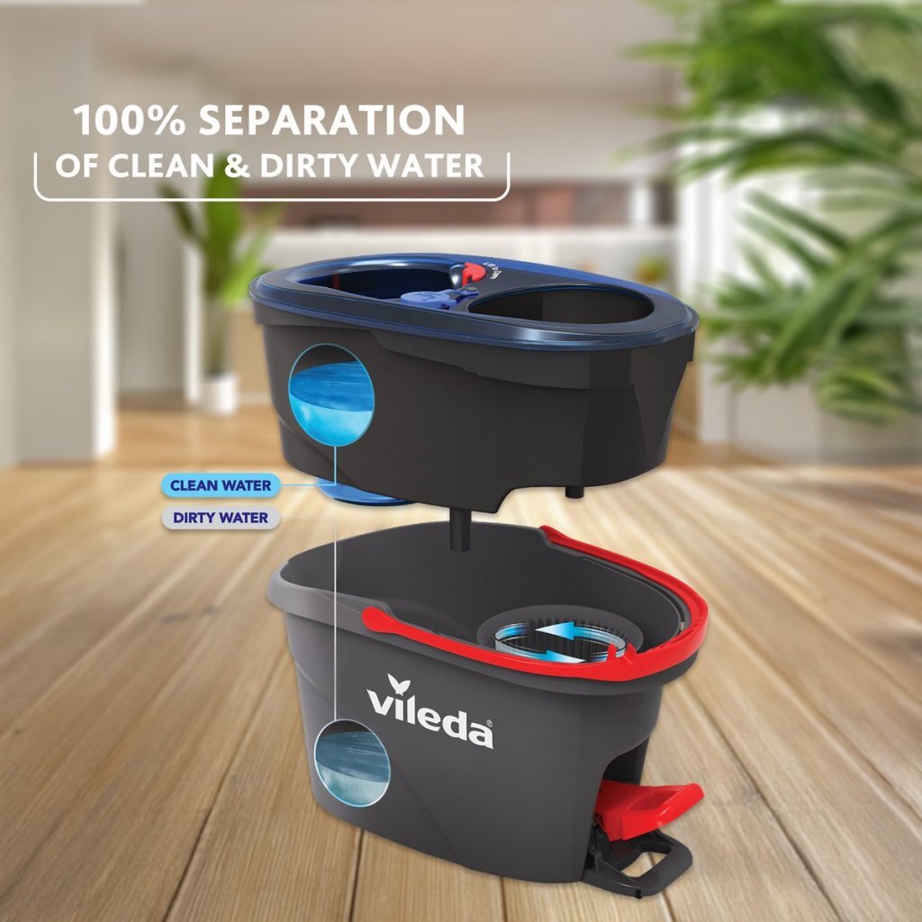 Vileda H2Pro Spin Mop Systeem Zwart/Rood/Blauw