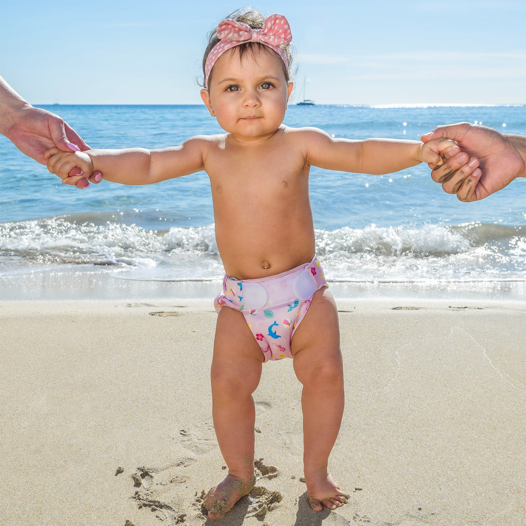 Freds Swim Academy Wasbare Zwemluier Zeemeermin Maat 1 4-9 Kg Roze