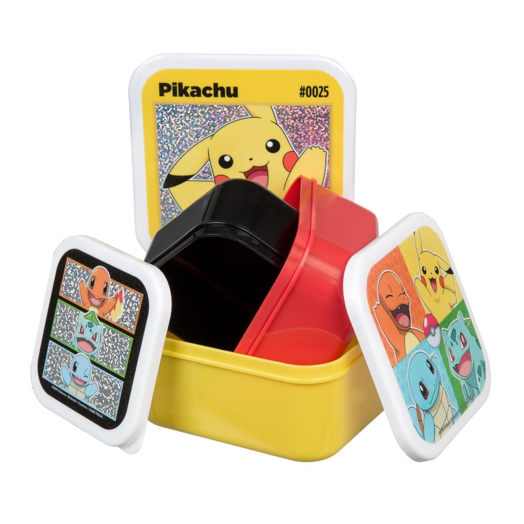 Pokemon Pok&Eacute;Mon Snackboxen 3-Delig Rood/Zwart/Geel