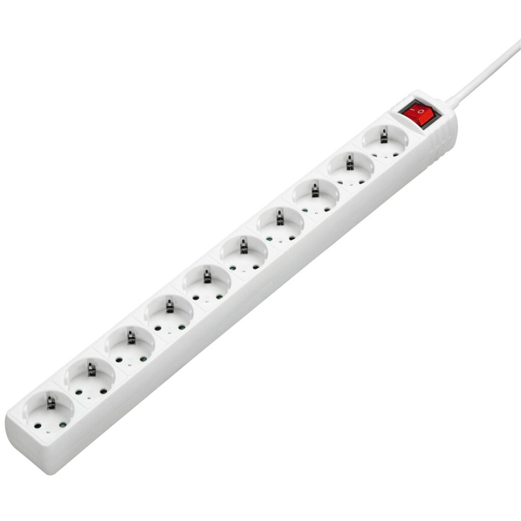 Hama Stekkerdoos 10-Voudig 2-Pol. Schakelaars Wit 3 M