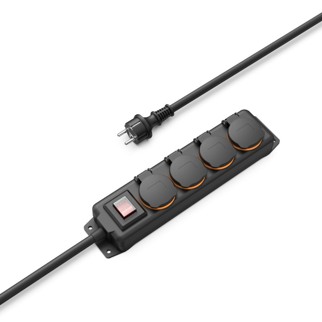 Hama Stekkerdoos 4-Voudig Voor Buiten Ip44 Schakelaar Wandmontage 4 M Zw.