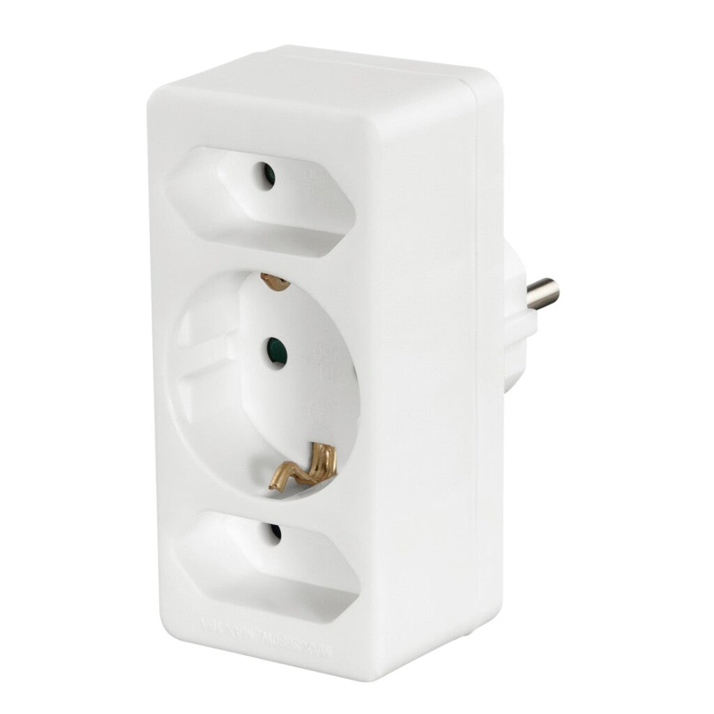 Hama Stopcontactadapter 3-Voudig 1X Geaard Stopcontact 2X Euro Wit