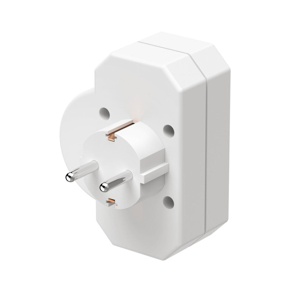 Hama Stopcontactadapter 3-Voud. 1X Geaard Stopcontact 2X Euro Schakelaar Wit