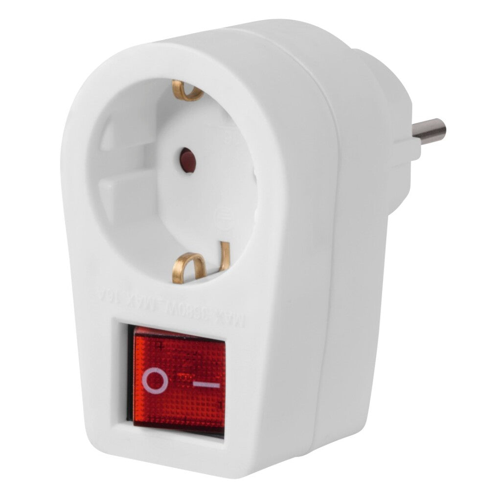 Hama Stopcontactadapter Geaard Stopcontact 2-Polige Schakelaar Wit