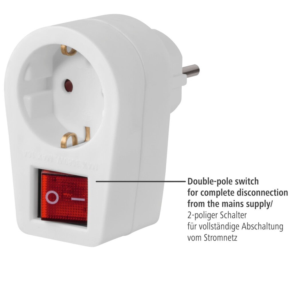 Hama Stopcontactadapter Geaard Stopcontact 2-Polige Schakelaar Wit